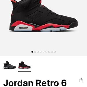Nike Black and Red Jordan Retro 6 High-Top Sneakers